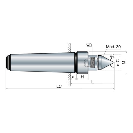 Pointe fixe standard avec écrou d'extraction et embout interchangeable - pour MAZAK