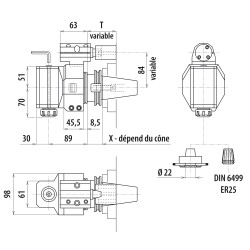 Tête à renvoi d'angle TOM 1/90