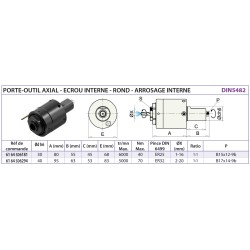 P/O motorisé VDI DIN5482 axial rond - écrou interne - arrosage interne