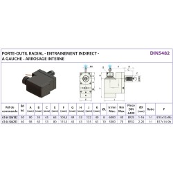 P/O motorisé VDI DIN5482 radial indirect à gauche - arrosage interne